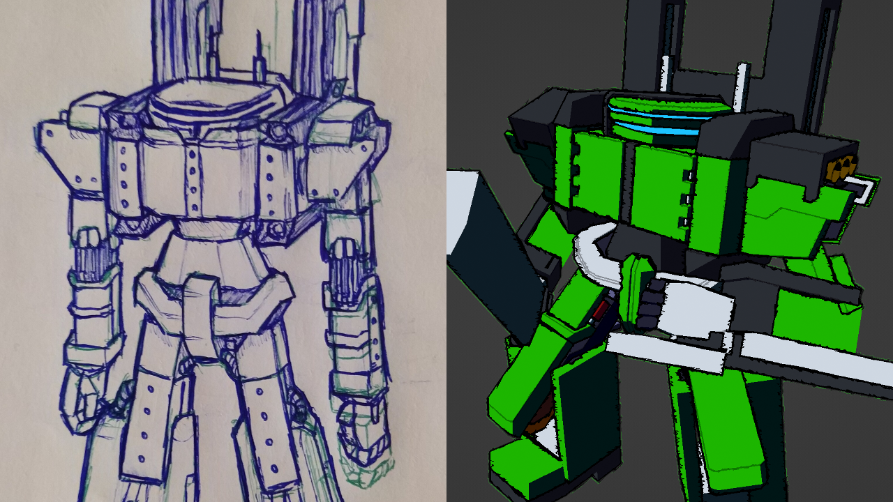 Drawing and render of the Sieldver side by side